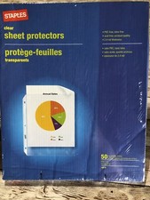 STAPLES 50 Medium-Weight Top-Loading Clear Sheet Protectors Letter Size 10519