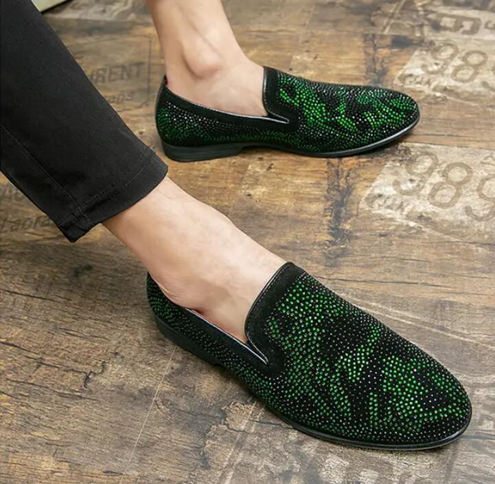 SAOLA Mocassino uomo strass slip on elegante formale Oxford lucido clubwear scarpe da sera