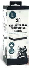 30x Large Cat Litter Tray Liners- Drawstrings, Portable, Leakproof 82cm x 42cm 