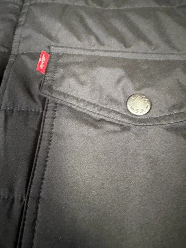 Levis Jacket Mens XL Black Quilted Snap Front Insulated Utility Shirt Coat  image 3