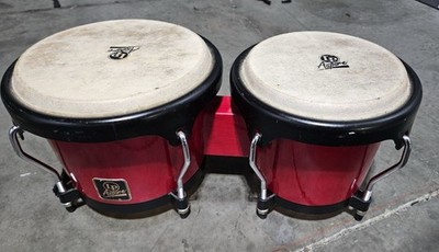 LP Aspire Bongo Drums Vintage Red Black Wood Percussion Drum
