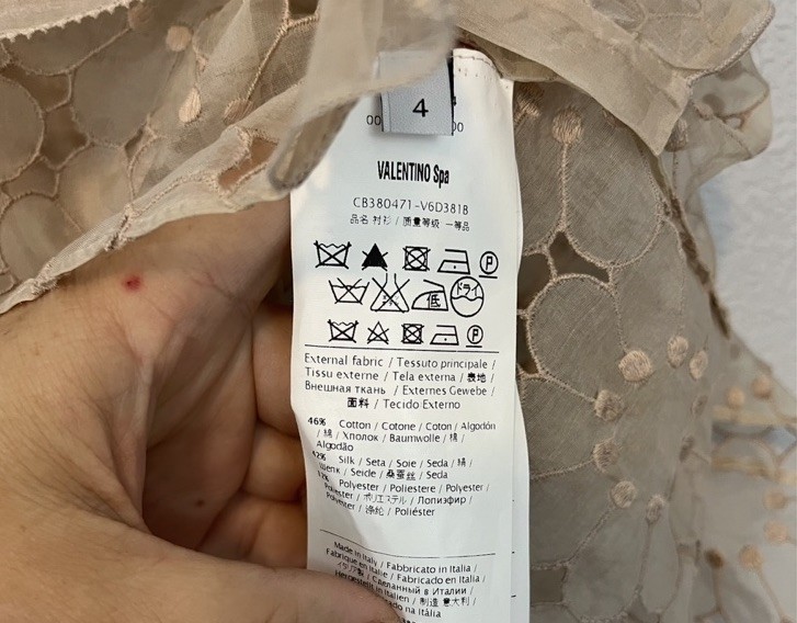 Valentino Spa Sheer Cream Button Up Silk Blend Cap Sleeve Floral Eyelet Top Sz 4 thumbnail 2