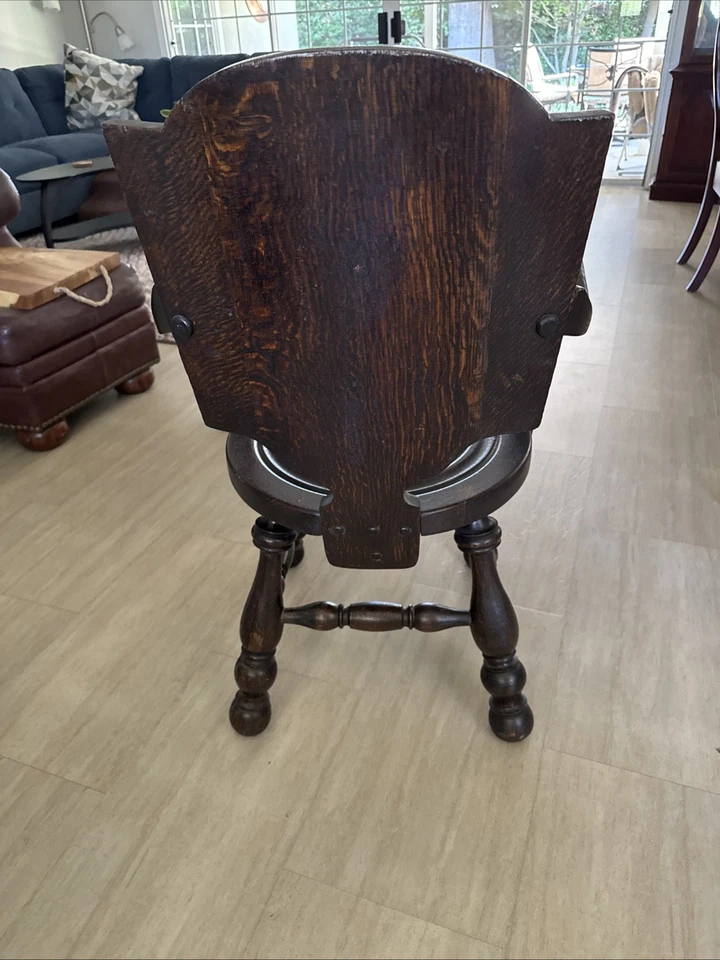 Antiguo George Arndt Alemán Tallado Hombre con Pipa Taberna Pub Silla Cuarto Roble Aserrado Foto 3 de 3