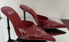 Jeffrey Campbell Bite Me Pointed Toe Mule Leather Red Slip On Heels NWOT