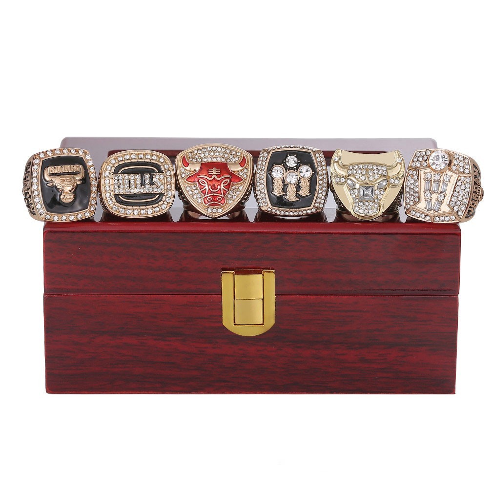 6pcs Michael Jordan Chicago Bulls Championship Rings Set With Box