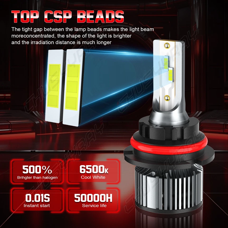 Faro LED alto/bajo + bombillas de señal de giro para Ford F150 F250 F350 Bronco 87-91 Foto 3 de 4