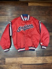 VTG Starter Diamond Collection Satin Jacket Cleveland Indians Mens XL Red