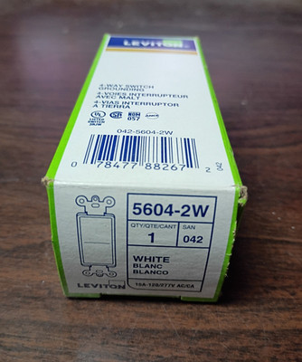 LEVITON 5604-2W DECORA ROCKER ON/OFF SWITCH 4-WAY GROUNDING WHITE NEW IN BOX