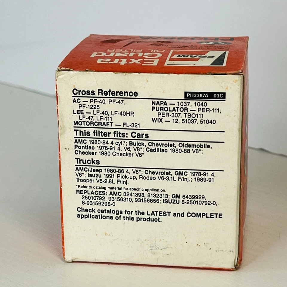 Fram Extra Guard 替换滤油器 PH3387A 1991 复古全新开箱 — 第 4/4 张图片