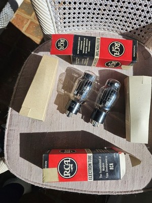 Vavumn Tube Pair RCA 6AS7 NOS In Open Box  black plate