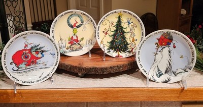 DR. SEUSS HOW THE GRINCH STOLE CHRISTMAS SET OF 4  APPETIZER PLATES 65TH EDITION