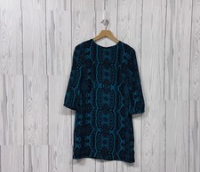 Ann Taylor LOFT dress womens size 2 long sleeve patterned knee length blue