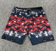 O'Neill Hyperfreak Board Shorts Men 34 USA Red Blue Stars Stripes Beach Surf