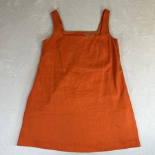 Antonio Melani Orange Linen Blend Square Neck Mini Shift Dress - Size Medium