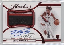 2021 Panini Flawless Horizontal Ruby 5/15 Greg Brown III #HPA-GBW Patch Auto 3d3