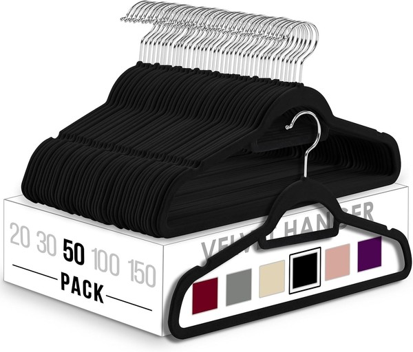 Utopia Home Premium Rutschfeste KleiderbüGel- (Schwarz, 50Er-Pack)-image