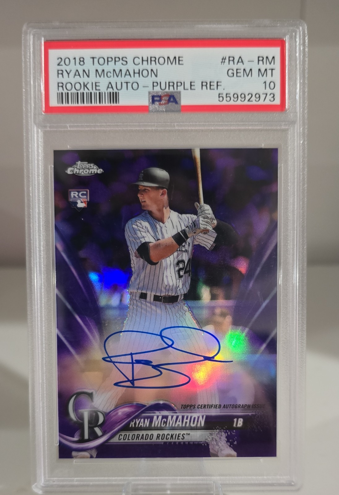 2018 Topps Chrome - Rookie Autographs Ryan McMahon #RA-RM Purple Refractor /250