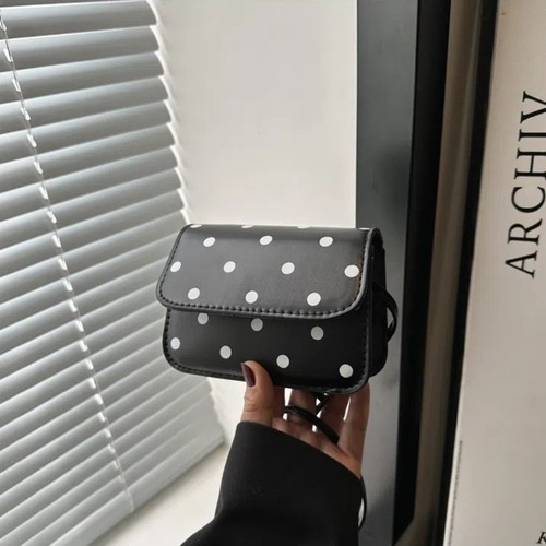 Polka Dot Print Crossbody Bag Polyester Lining Mini Square Bag Ladies - Picture 10 of 14