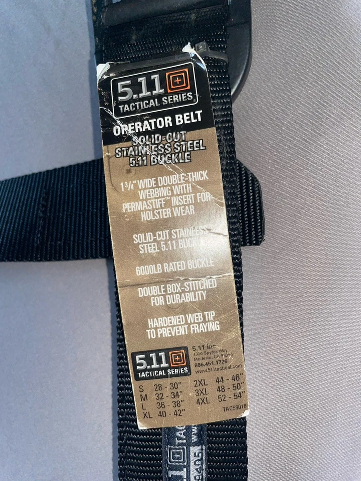 Пояс тактического оператора 511 1,75 дюйма большой черный 5,11 сверхпрочный мужской маленький (28–30) - Изображение 2 из 4