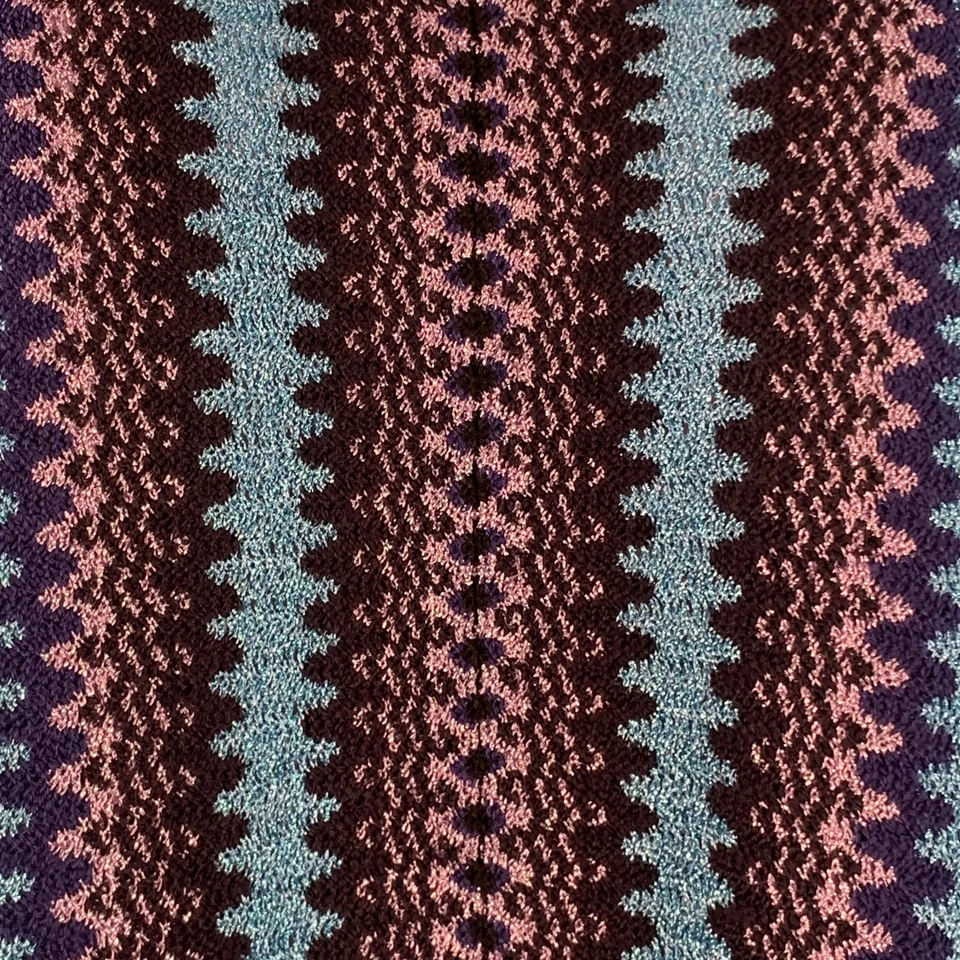 MISSONI TALLA S Azul Multicolor Mezcla Lana Geométrico con Flecos Poncho Capa - Imagen 2 de 4