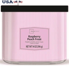 Scented 3-Wick Candle Raspberry Peach Frose Aromatherapy 14oz Jar 65h Burn Time