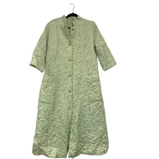 Gaymode JCPenney Womens Robe Large L Quilted Green Button Up Embroidered Vintage