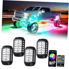 RGB LED Rock Lights Kit, 4 pods Underglow Multicolor Neon Light Pod with 4 Pods
