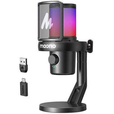 Wireless Microphone for PC,Gaming Streaming Condenser Mic with Software AI Vo...