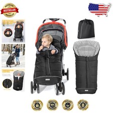 Warm Winter Bunting Bag - Large Black Stroller Sleeping Bag, Windproof Toddler