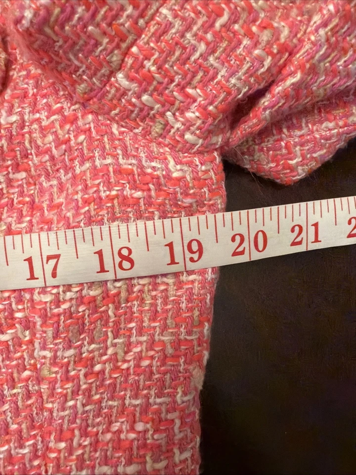 J. Crew Peplum Lady  Button Up Jacket Blazer Pink Tweed 12 Lined Inside Pocket - Image 3 of 4