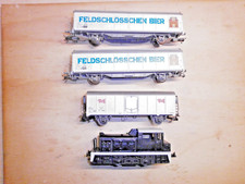 LOCOMOTIVA  DIESEL   E   DUE  VAGONI   FRIGO  ROCO  E  UNO  RIVAROSSI IN  H0