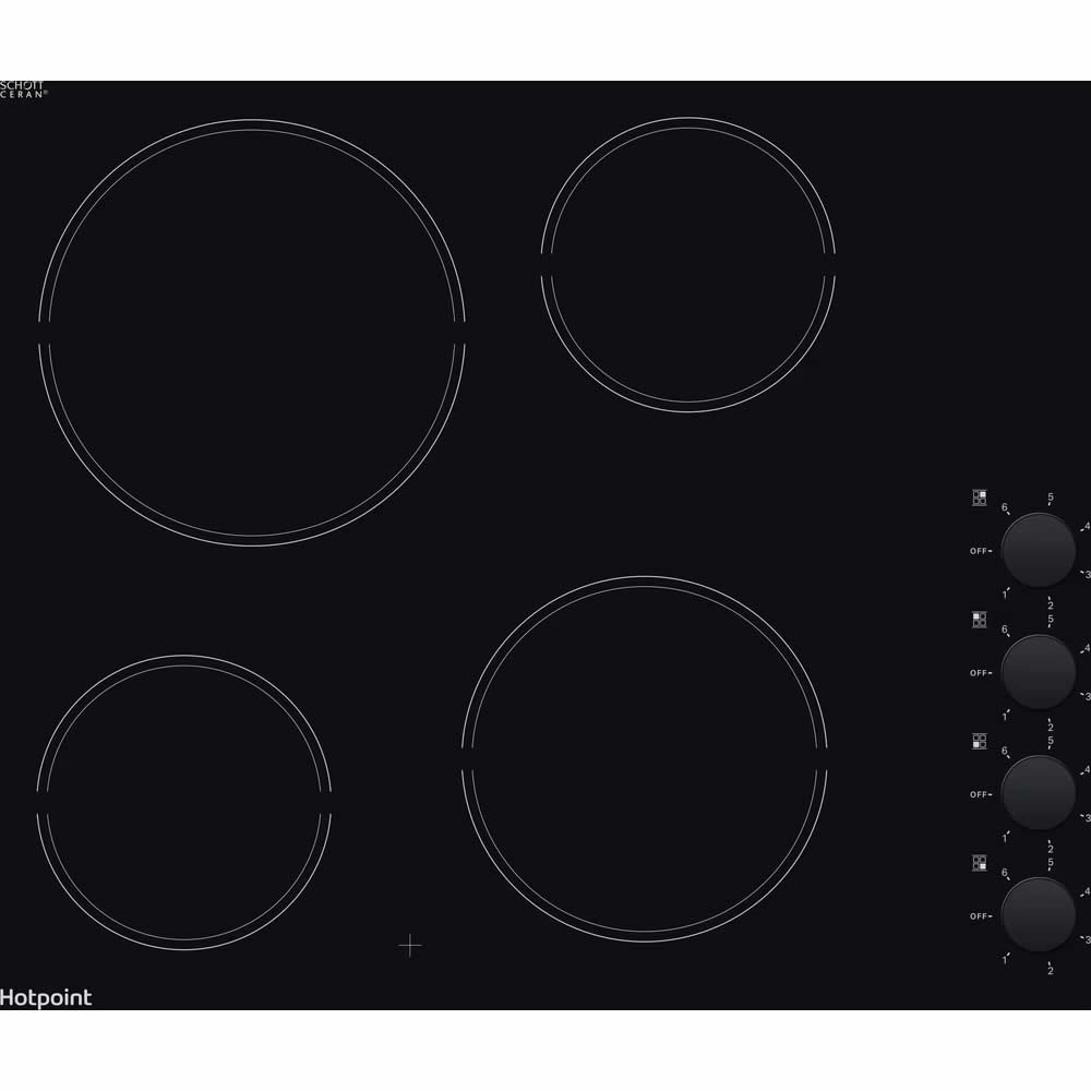 Hotpoint HR620RH 60cm Ceramic 4 Burner Hob - Black - Image 10