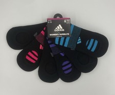 6 Pairs Adidas Women's Superlite Black  Color StrapsNo Show Socks Shoe Size 5-10