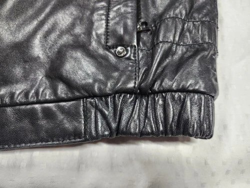 Marc New York Andrew Marc Black Leather Jacket Men M Medium Zip Quilt Lined image 8