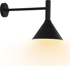 19" Satin Black Gooseneck Barn Light with 15" Extension Arm - Vintage Style