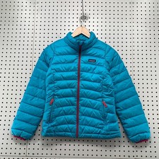 Patagonia Down Puffer Jacket Kids Girls Large 12 Blue Winter Zip