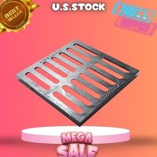 Cast iron drain grate 16x16 inch heavy duty outdoor drainage cover black