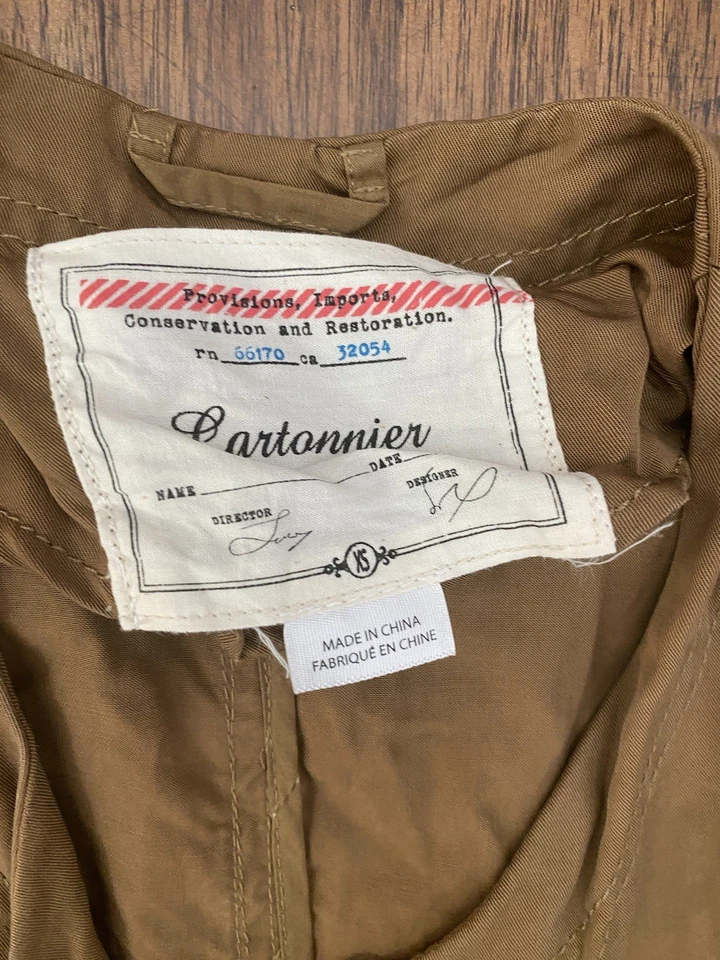 Anthropologie CARTONNIER Women's XS Brown 3/4 Sleeve V Neck Long Blazer Jacket - Image 2 of 4