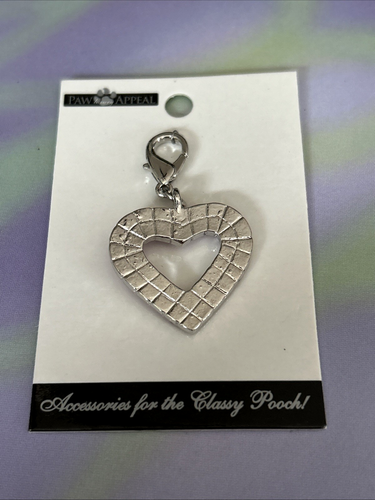 Pretty Paw Appeal Blue Rhinestone Open Heart Charm Tag Necklace Dog Cat Pet New - Picture 2 of 6