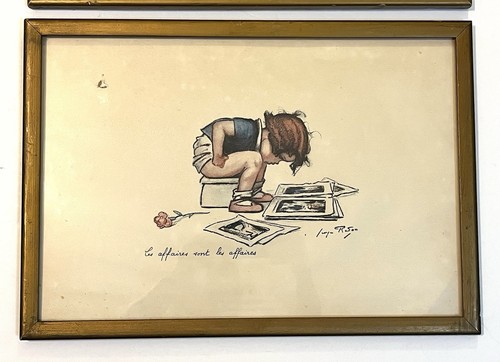 2 VTG Framed Georges Redon Lithographs Business Is Business, How Practical 19x13 - Picture 2 of 13