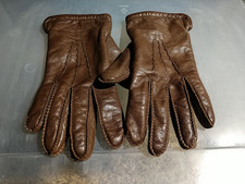 Vintage Sears Women's Brown Leather Sz M Lined Leather Gloves