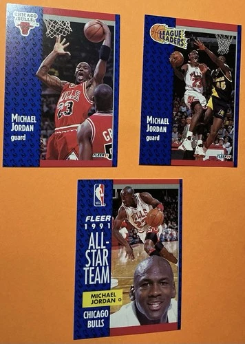 Michael Jordan 1991-92 Fleer #29 Base, #220 League Leaders & #211 All Star Team