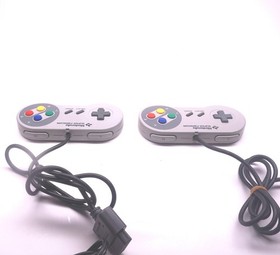 Super Famicom Nintendo SNES Controller Gray Set Lot of 2 Tested Working OEM
