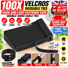 100X Velcros Reusable Ties Hook and Loop Fastener Tape double sided Cable Ties