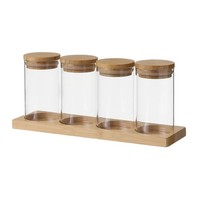 Howhomely Vorratsglas 4Er Set VorratsgläSer 220Ml Aus Glas Und Bambus Mit Deckel