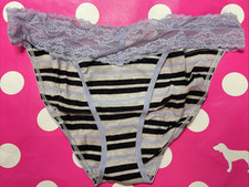 NEW 2014 Victoria's Secret Lace String Waist Low Rise Bikini Panties M Stripes