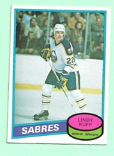 (1) LINDY RUFF 1980-81 O-PEE-CHEE # 319 SABRES  ROOKIE CREASED  CARD (N0998). rookie card picture