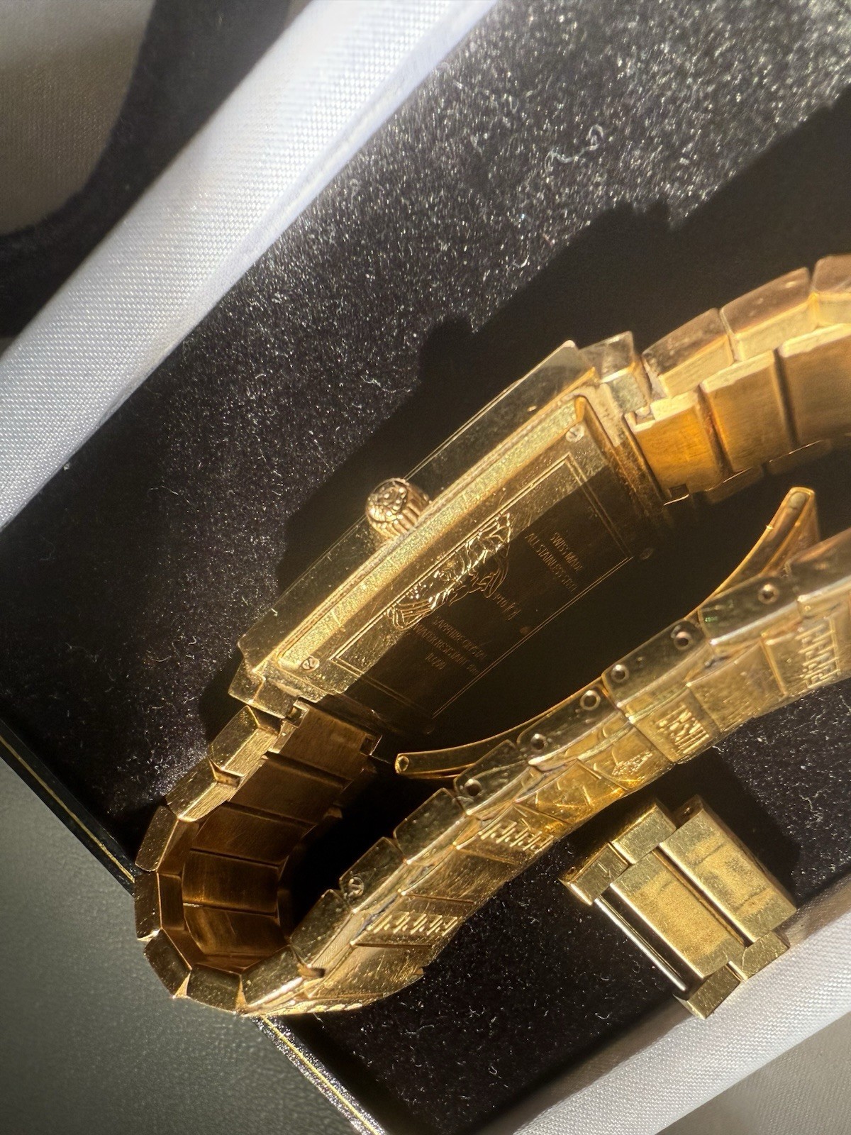 Versace Gold Rectangular Swiss Made Sapphire Crys… - image 9