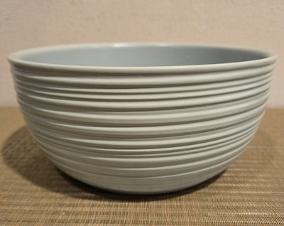 Bergamo Art Pottery Ribbed Bowl Planter Matte Mint Green Made In Germany 8''D