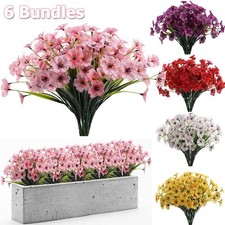 6 Bundles Artificial Flowers Outdoor UV Resistant Fake Violet Flowers Home Decor